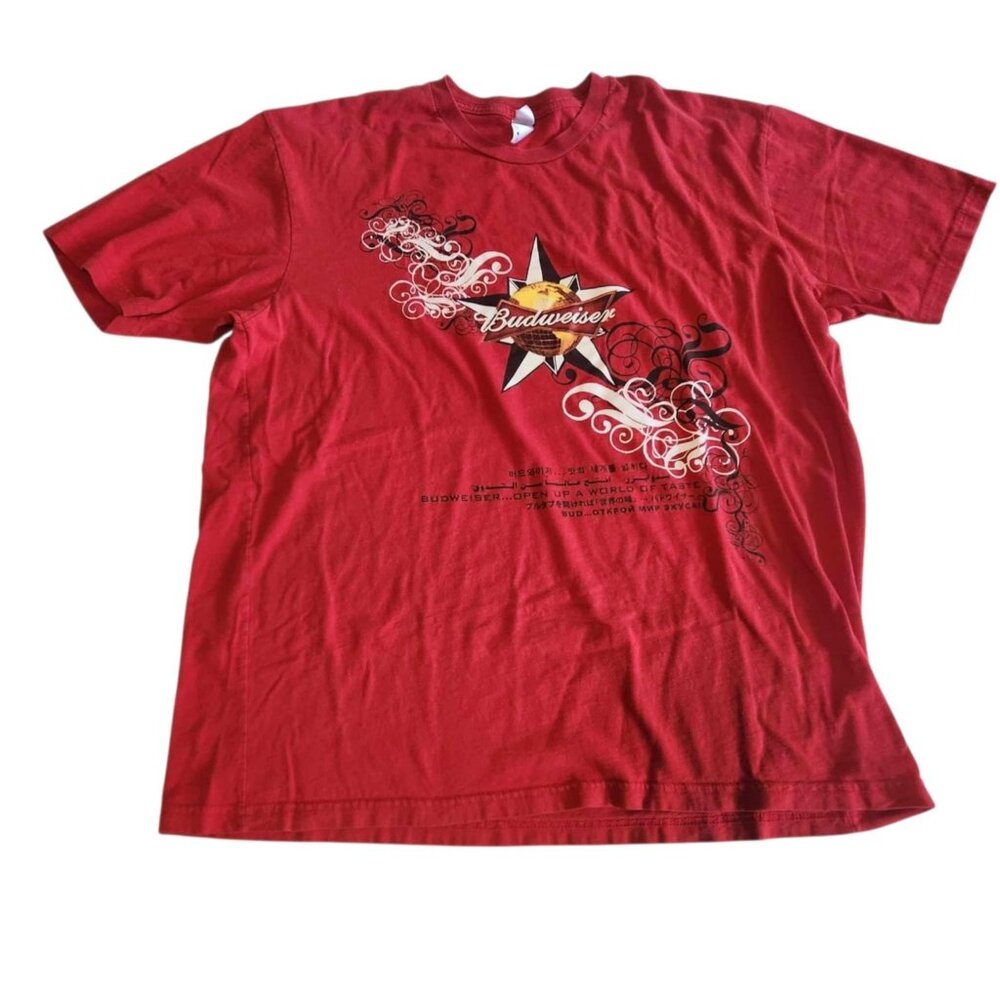 Budweiser T-shirt Red Next Level Apparel Mens Size XL EUC‎